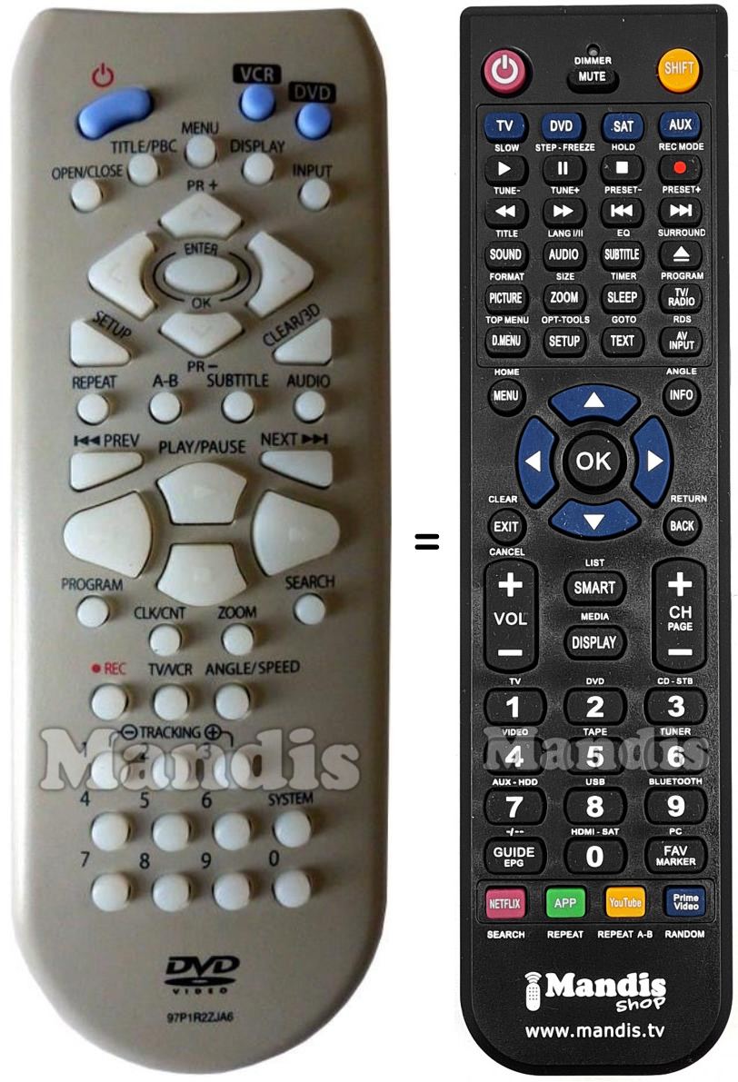 T&eacute;l&eacute;commande &eacute;quivalente Daewoo 97P1R2ZJA6