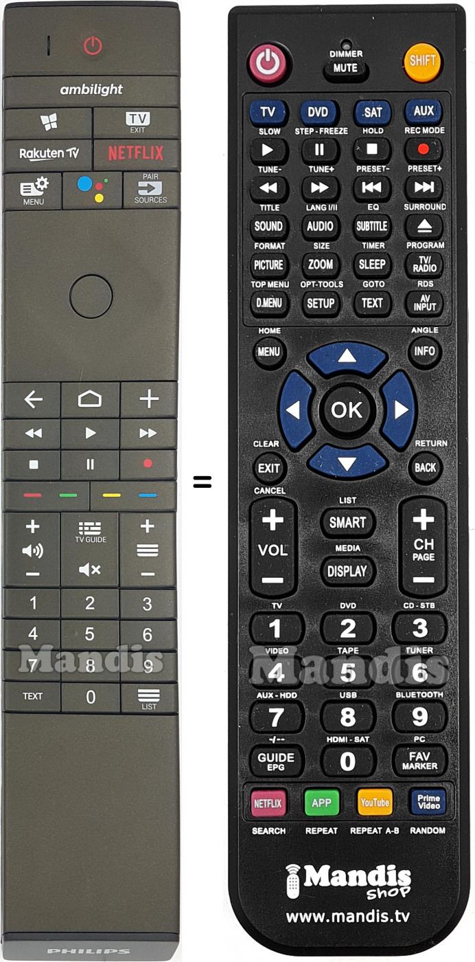 Télécommande équivalente Philips 996592003729
