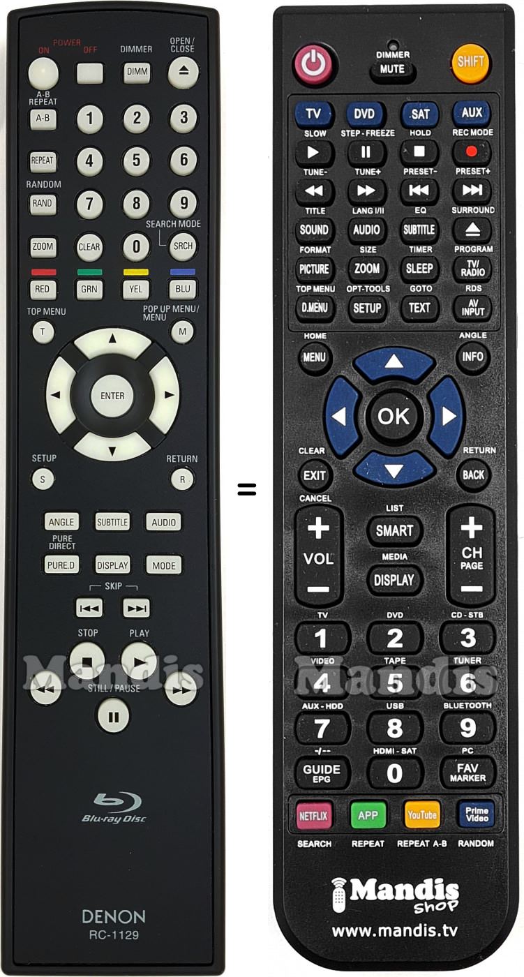 T&eacute;l&eacute;commande &eacute;quivalente Denon RC-1129