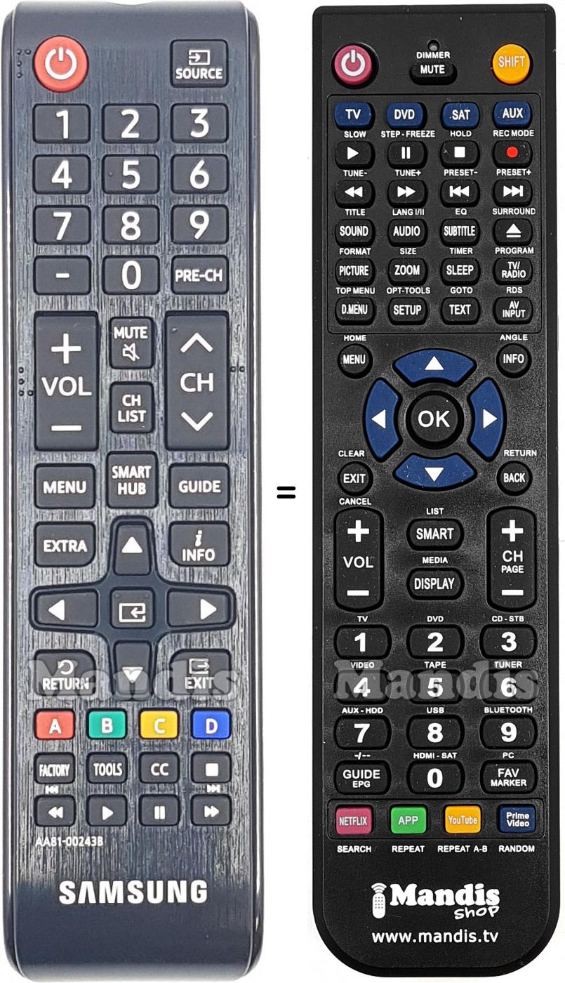 Télécommande équivalente Samsung AA81-00243B