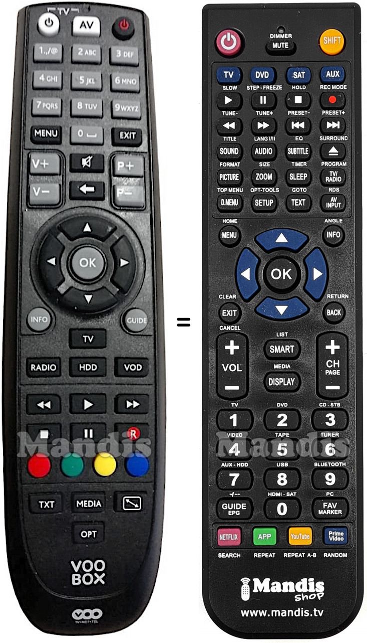 Télécommande équivalente VOO ADB2840C