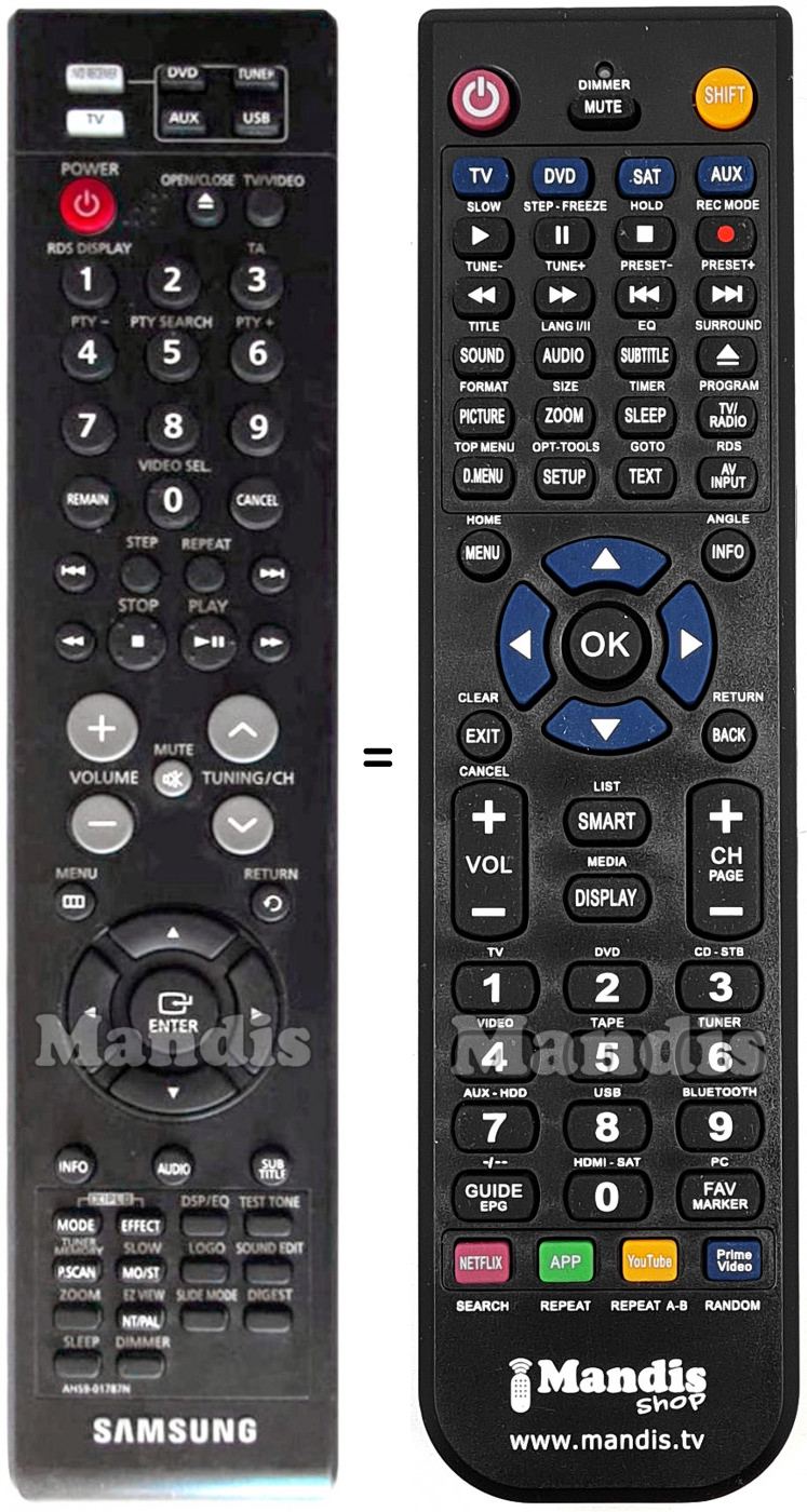 T&eacute;l&eacute;commande &eacute;quivalente Samsung AH59-01787N