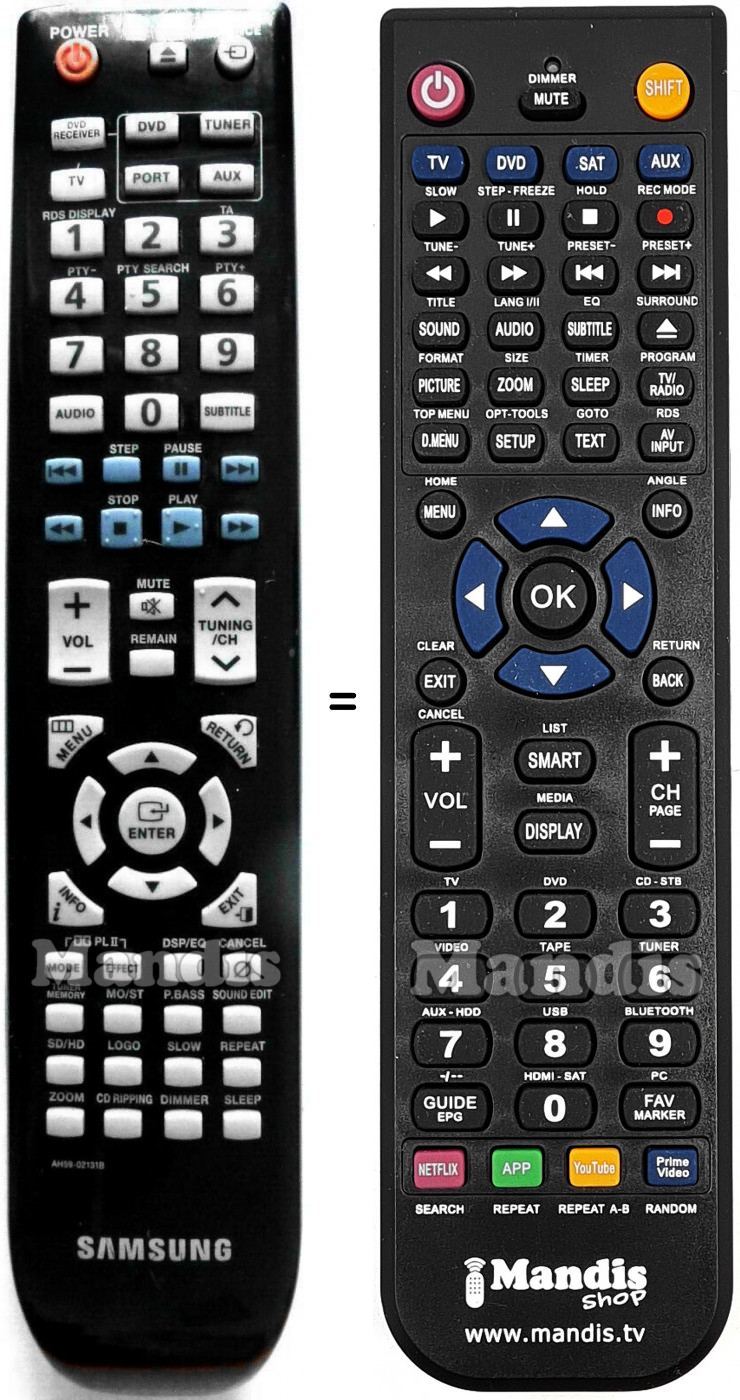 Télécommande équivalente Samsung AH59-02131B