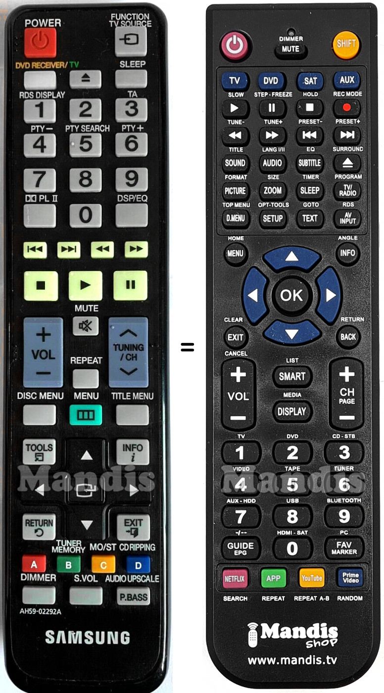 Télécommande équivalente Samsung AH59-02292A