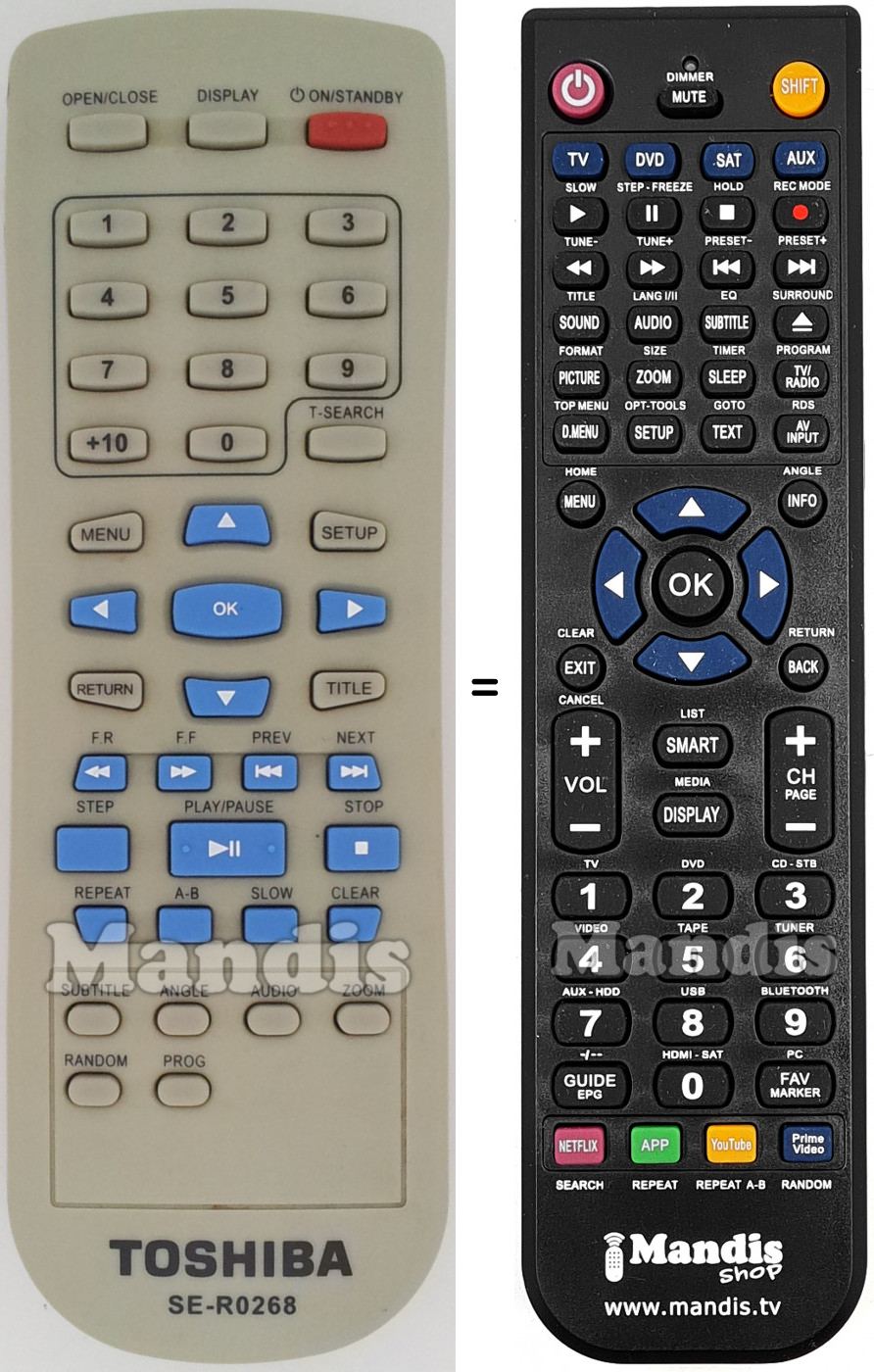 Télécommande équivalente Toshiba SE-R0268