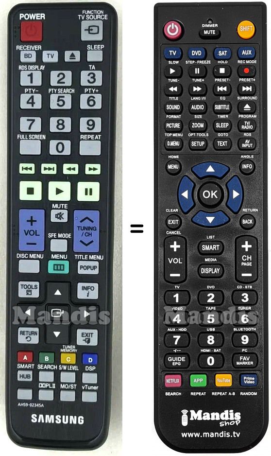 Télécommande équivalente AH59-02345A