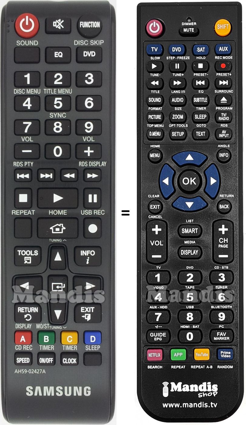 Télécommande équivalente Samsung AH59-02427A