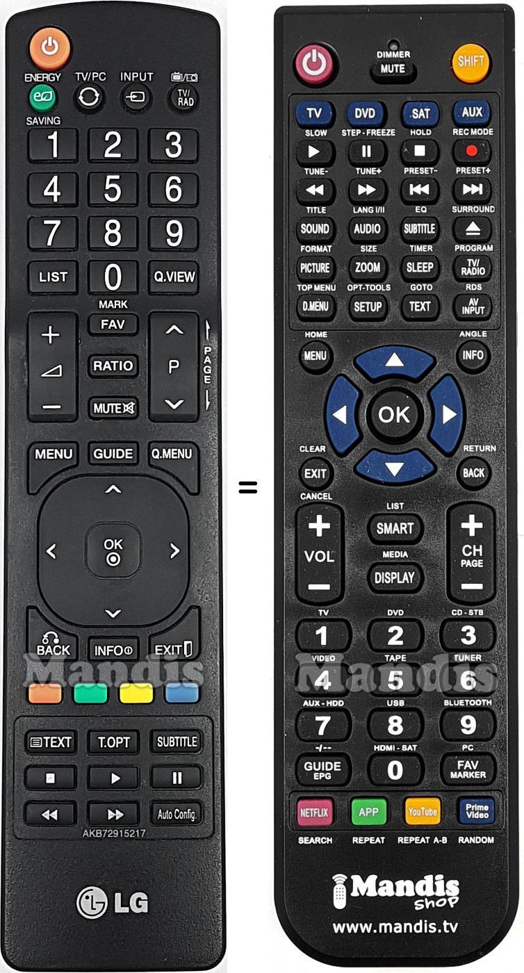 T&eacute;l&eacute;commande &eacute;quivalente LG AKB72915217