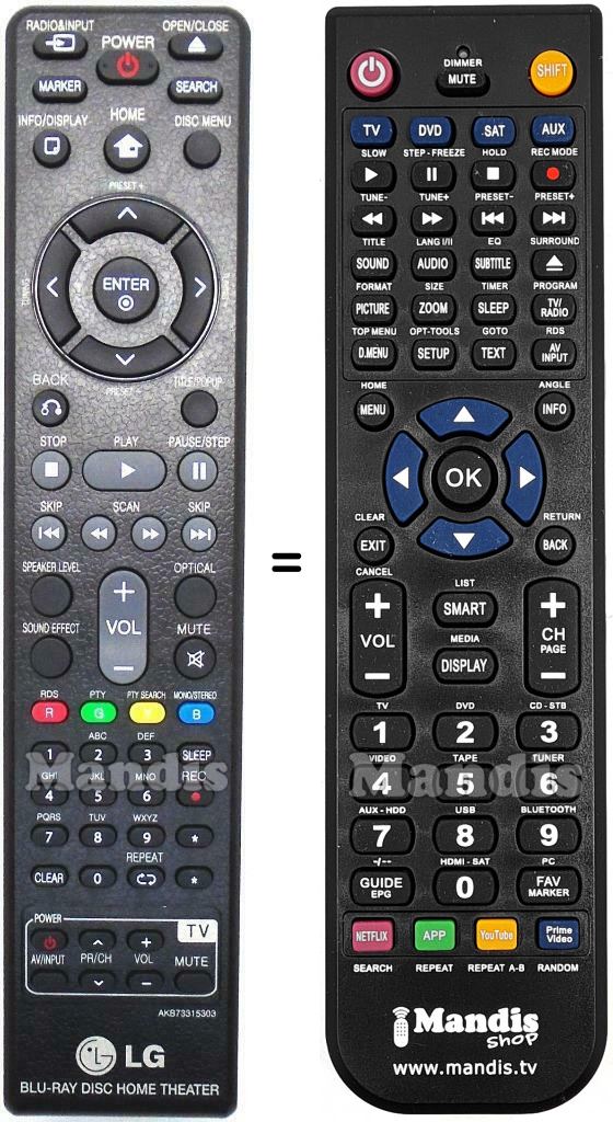 T&eacute;l&eacute;commande &eacute;quivalente LG AKB73315303