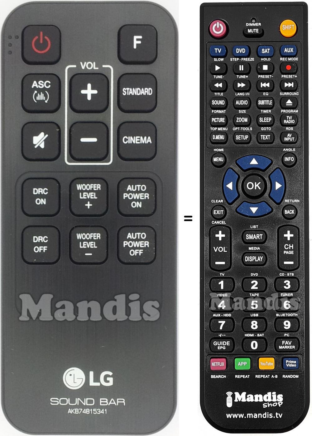 Télécommande équivalente LG AKB74815341