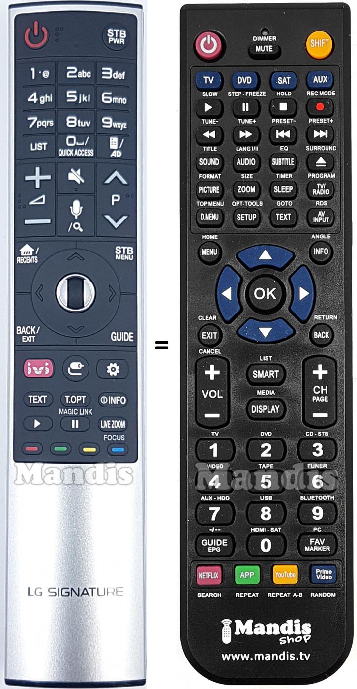 Télécommande équivalente LG AKB75056026
