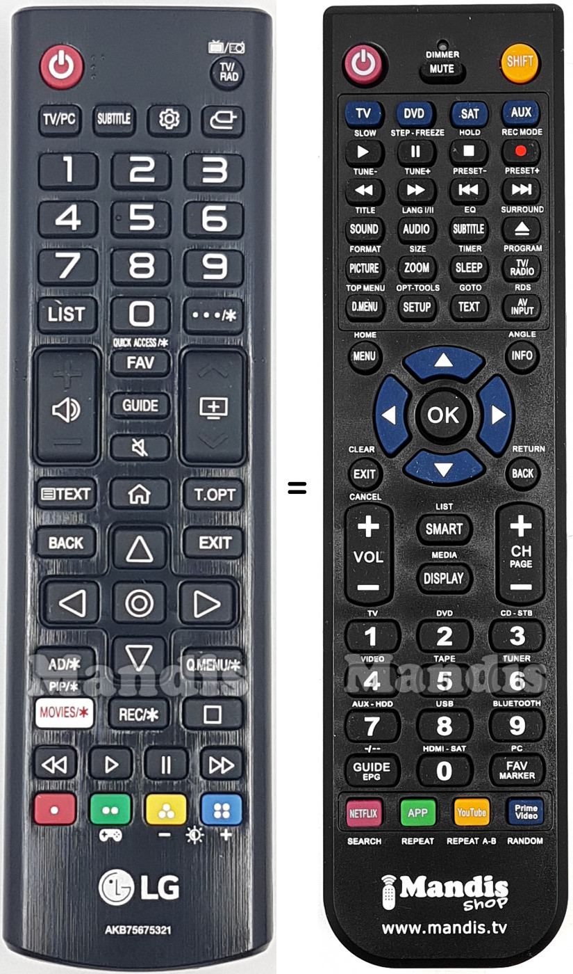 T&eacute;l&eacute;commande &eacute;quivalente LG AKB75675321