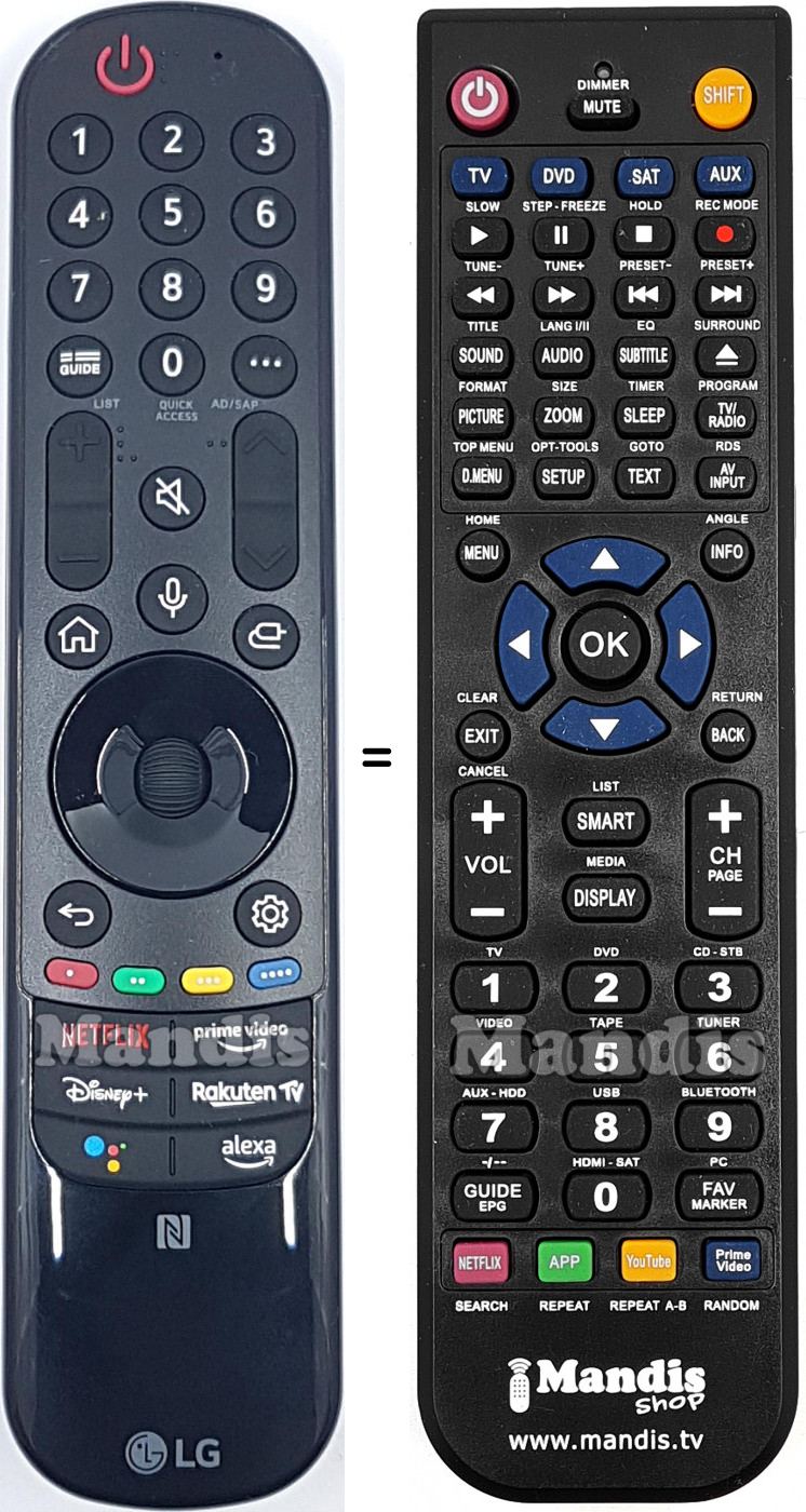 Télécommande équivalente LG AKB76040001