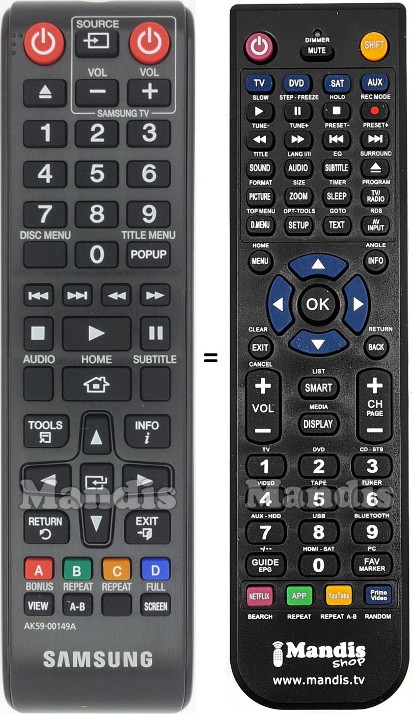Télécommande équivalente Samsung AK59-00149A
