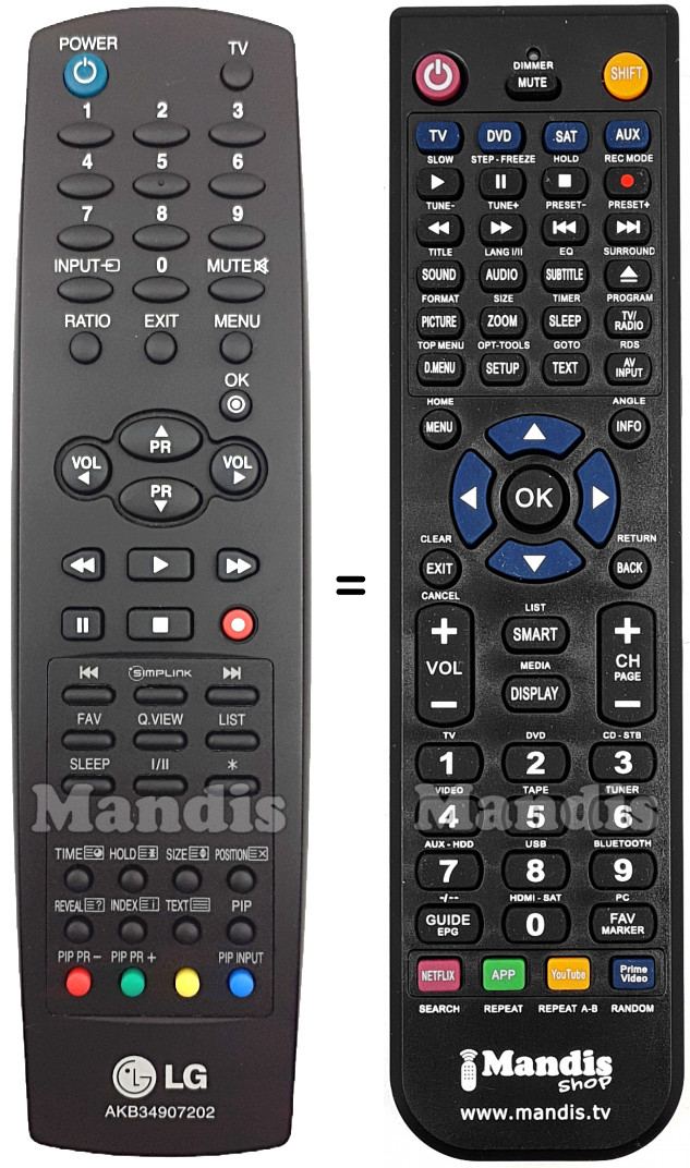 Télécommande équivalente LG AKB34907202