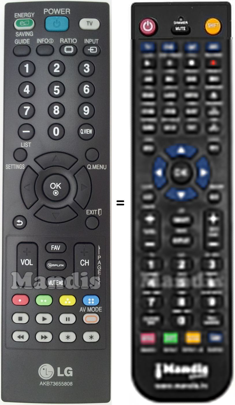 Télécommande équivalente LG AKB73655808 Télécommande équivalente LG AKB73655808