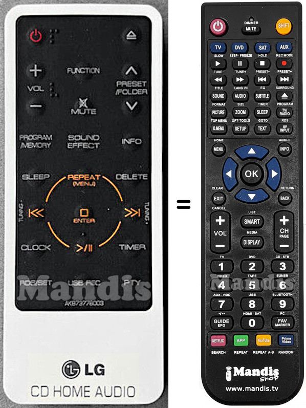 Télécommande équivalente LG AKB73776003