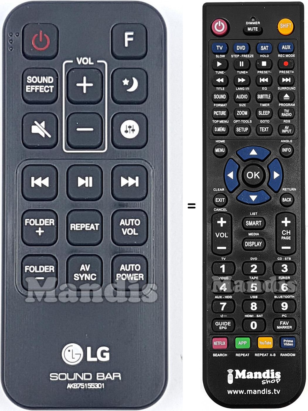Télécommande équivalente LG AKB75155301