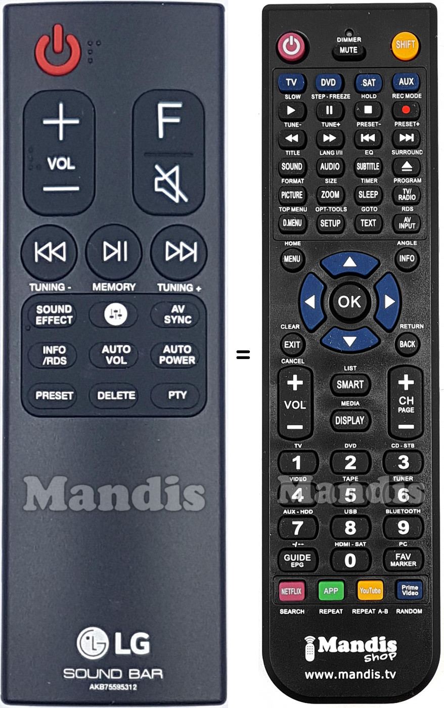 Télécommande équivalente LG AKB75595312