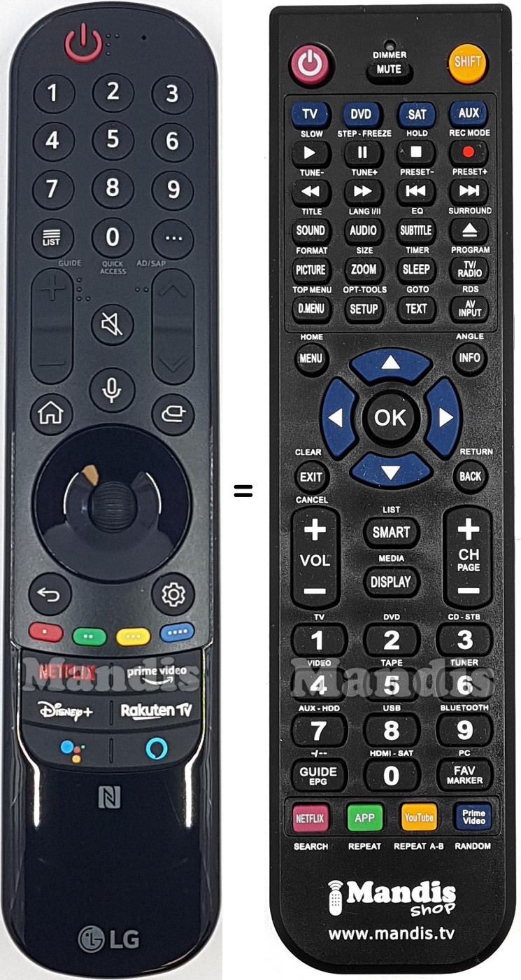 Télécommande équivalente LG AKB76036501