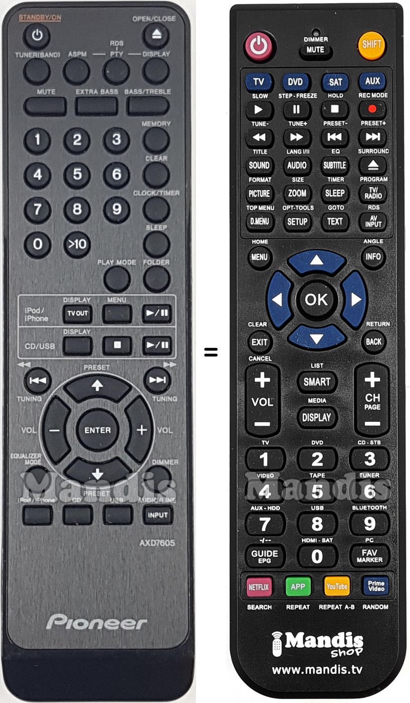 Télécommande équivalente Pioneer AXD7605