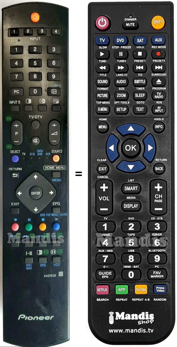 Télécommande équivalente Pioneer AXD1532