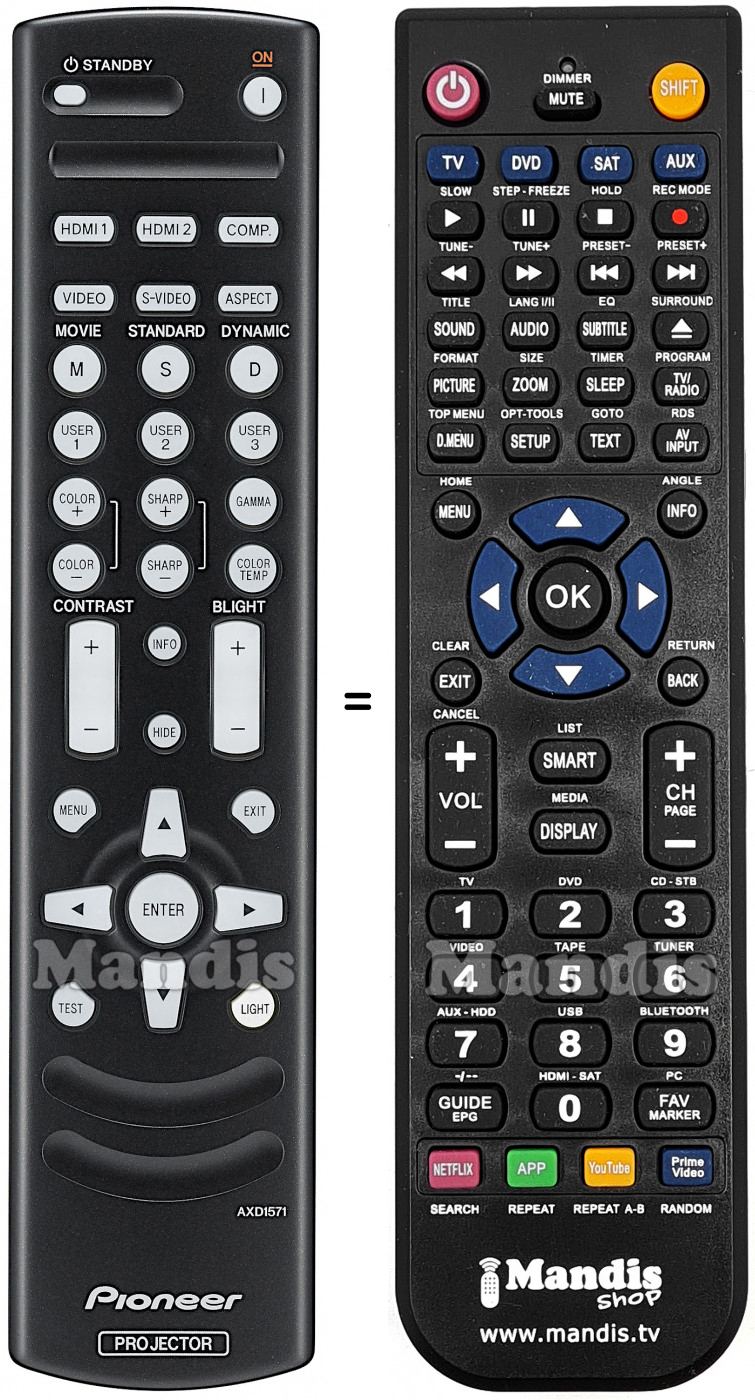 Télécommande équivalente Pioneer AXD1571