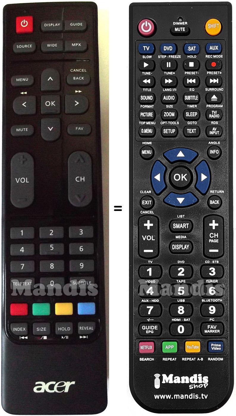 Télécommande équivalente Acer 25MAT0Q001