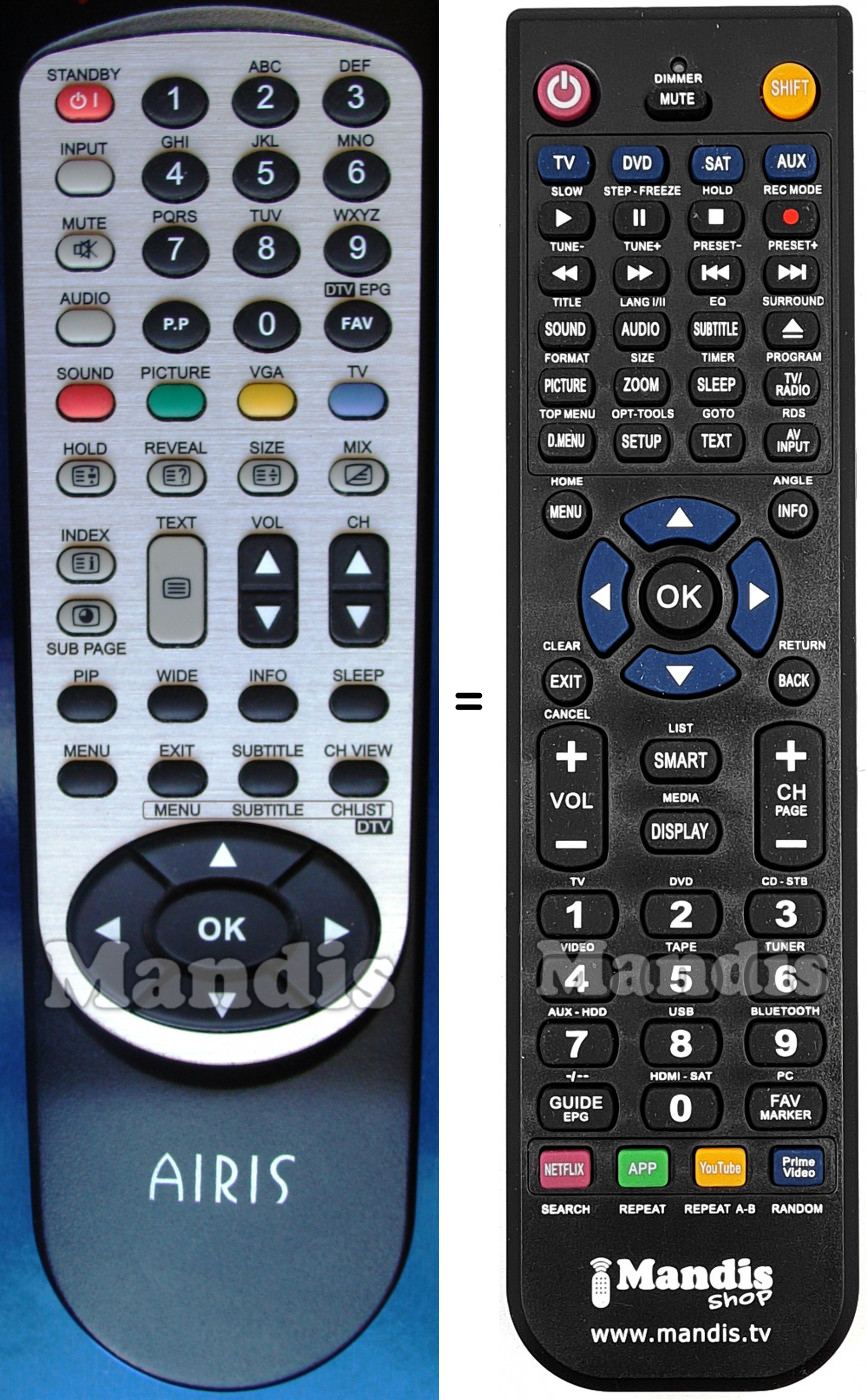 T&eacute;l&eacute;commande &eacute;quivalente Airis MW166M