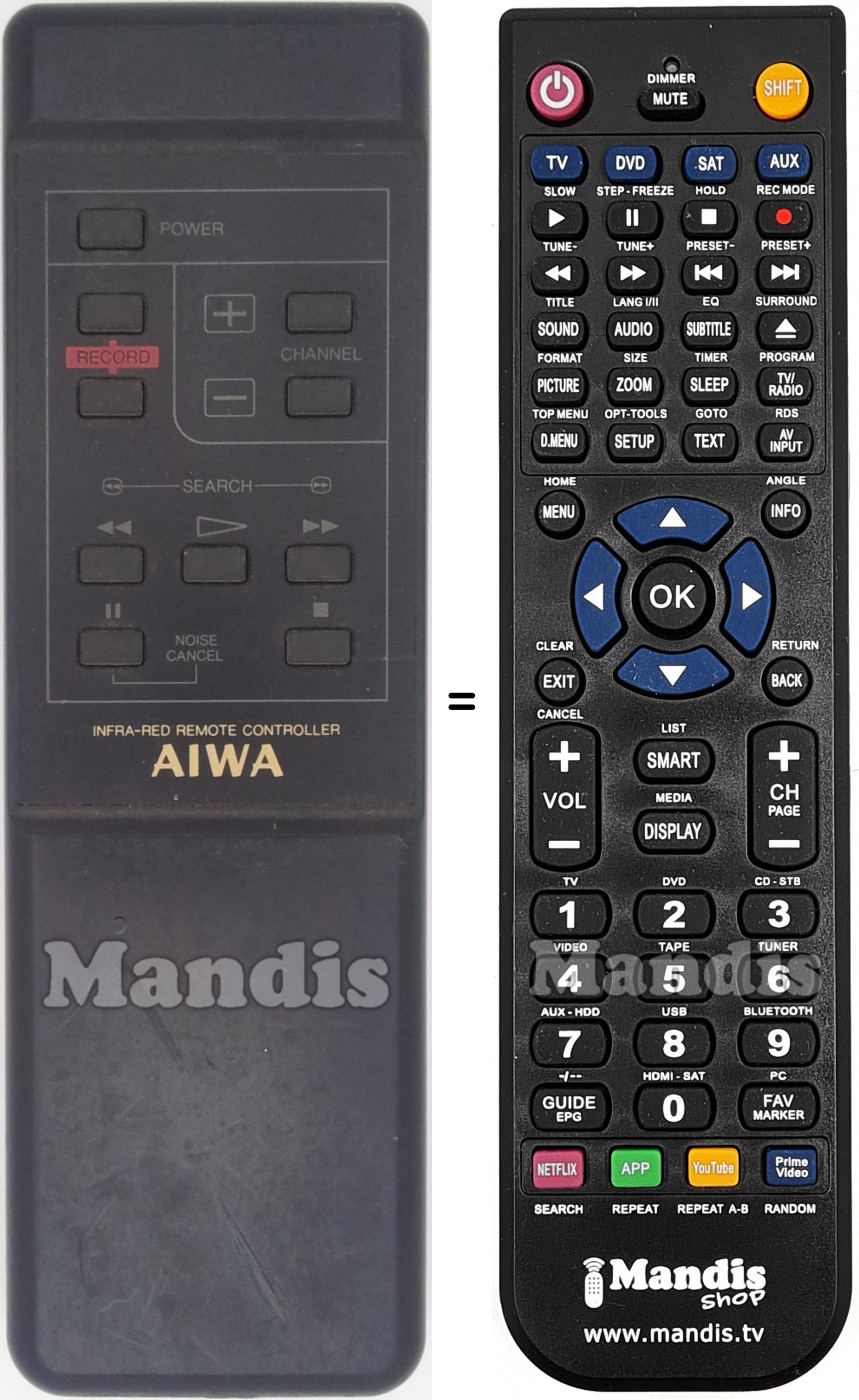 Télécommande équivalente Aiwa001