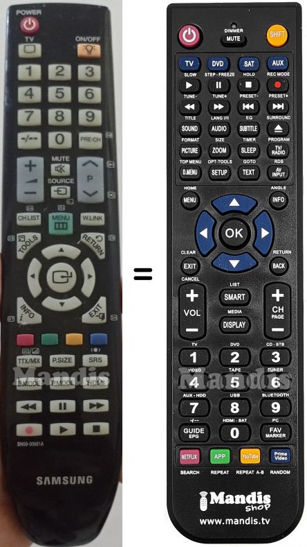 T&eacute;l&eacute;commande &eacute;quivalente Samsung BN5900681A