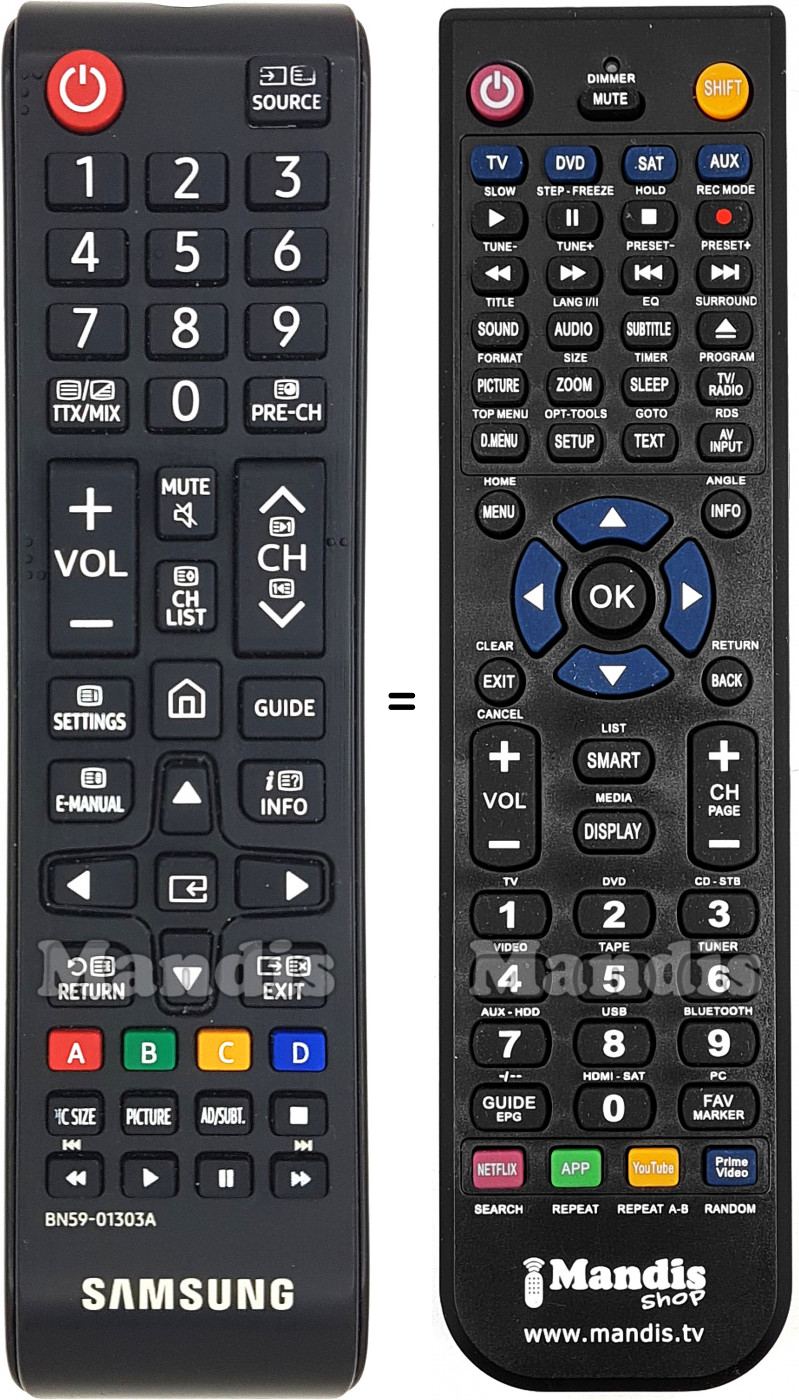 Télécommande équivalente Samsung BN59-01303A