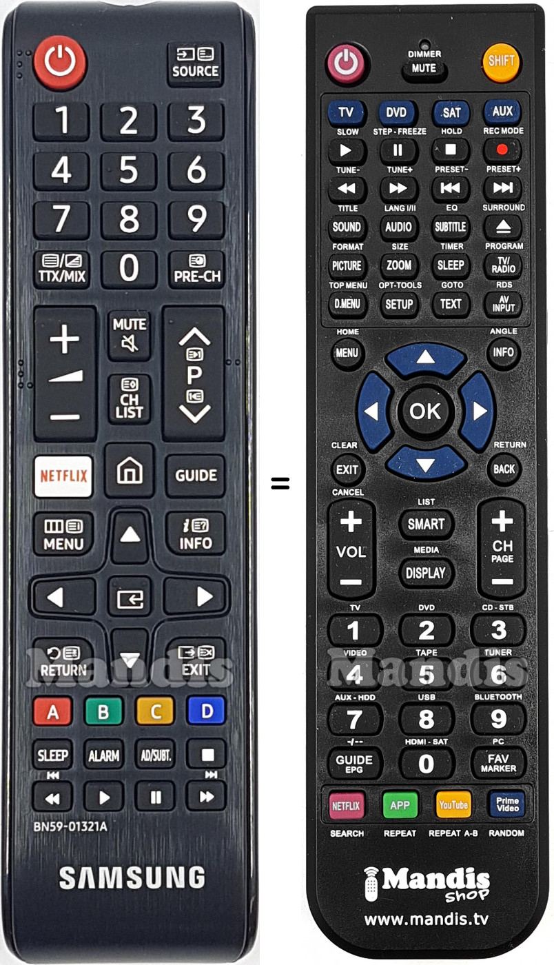 T&eacute;l&eacute;commande &eacute;quivalente Samsung BN59-01321A