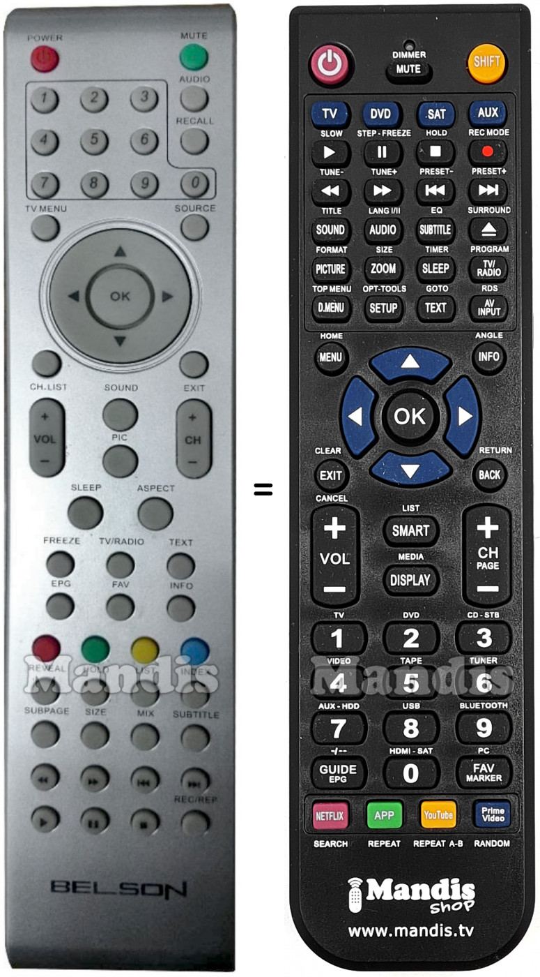 Télécommande équivalente Belson BSV2690