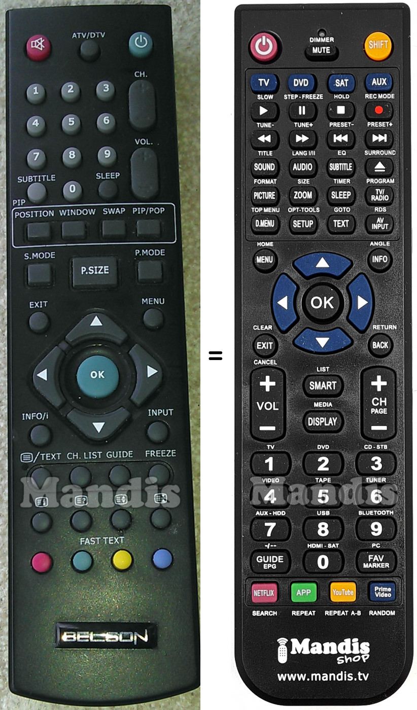 T&eacute;l&eacute;commande &eacute;quivalente Belson BSV3292