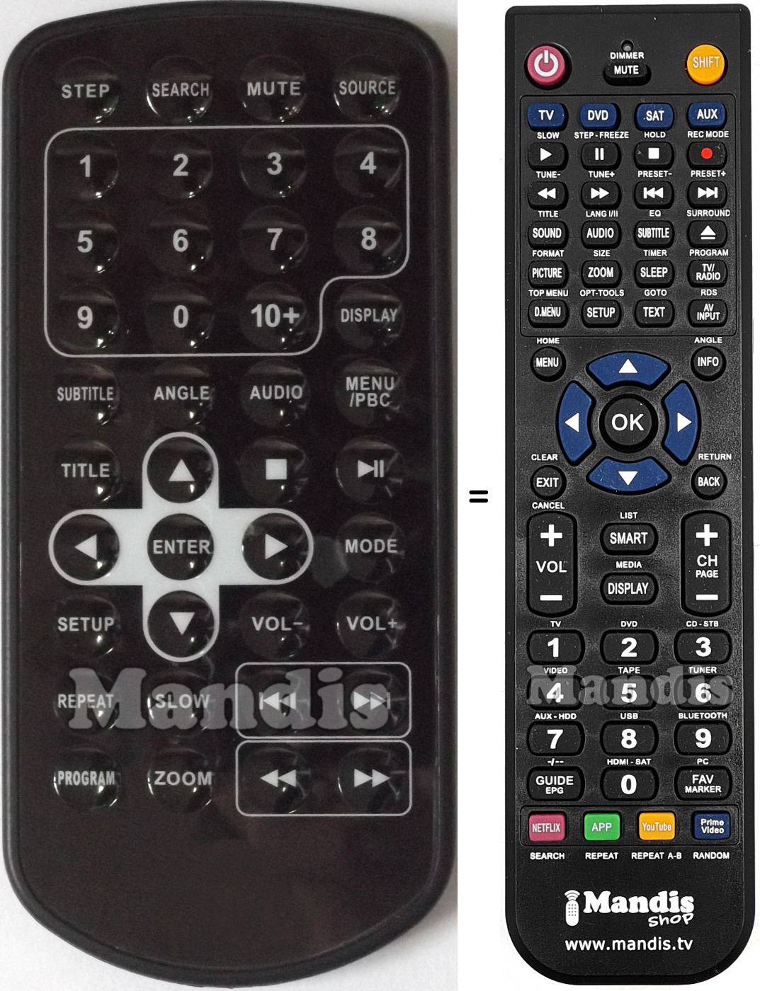 Télécommande équivalente Brandt Easy Player DVD Dual