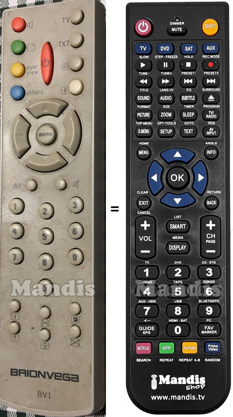 Télécommande équivalente Brionvega BV1