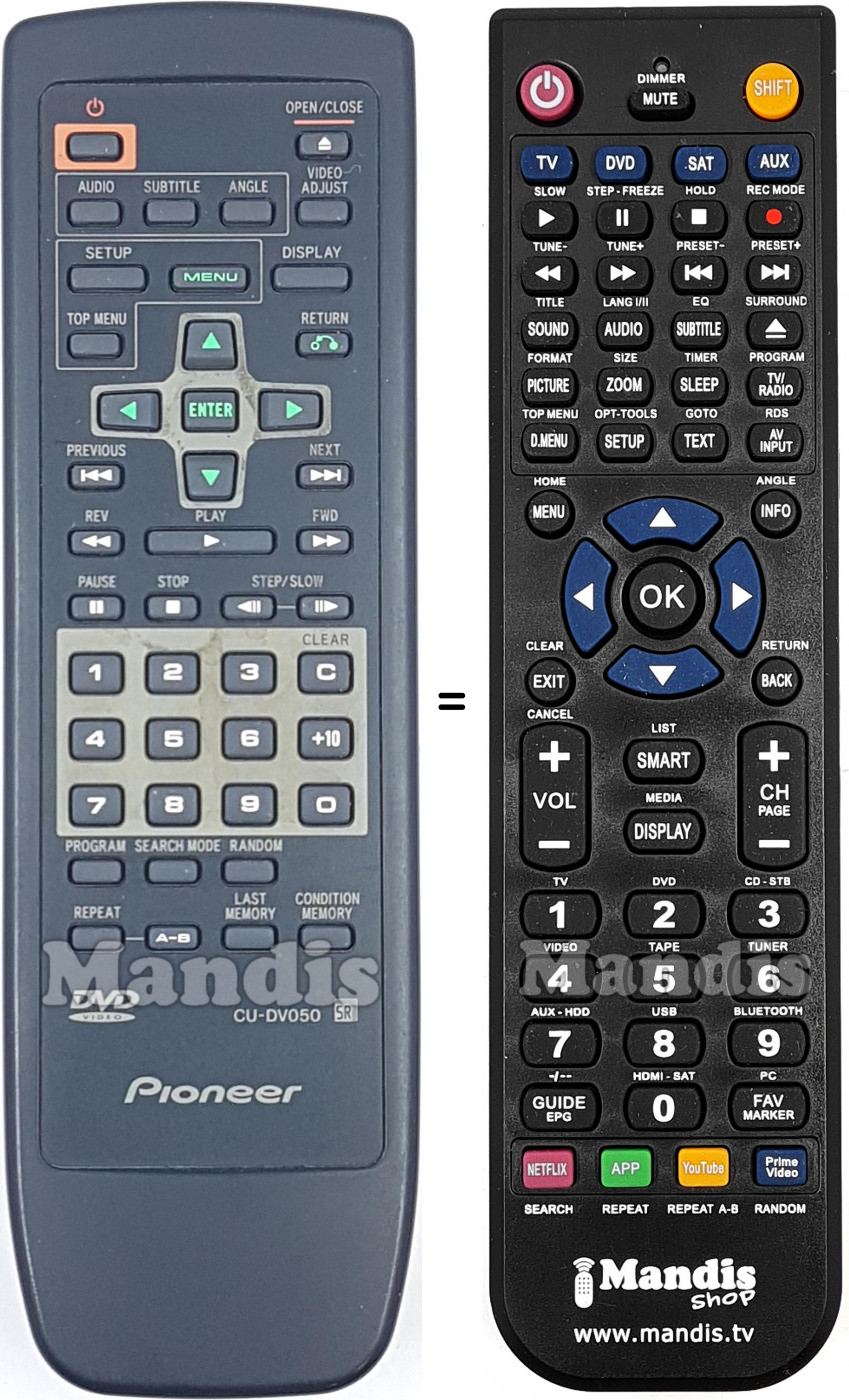 Télécommande équivalente Pioneer CU-DV050