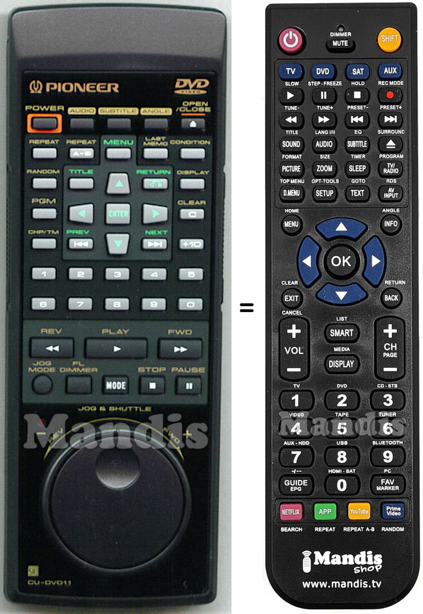 Télécommande équivalente CU-DV011