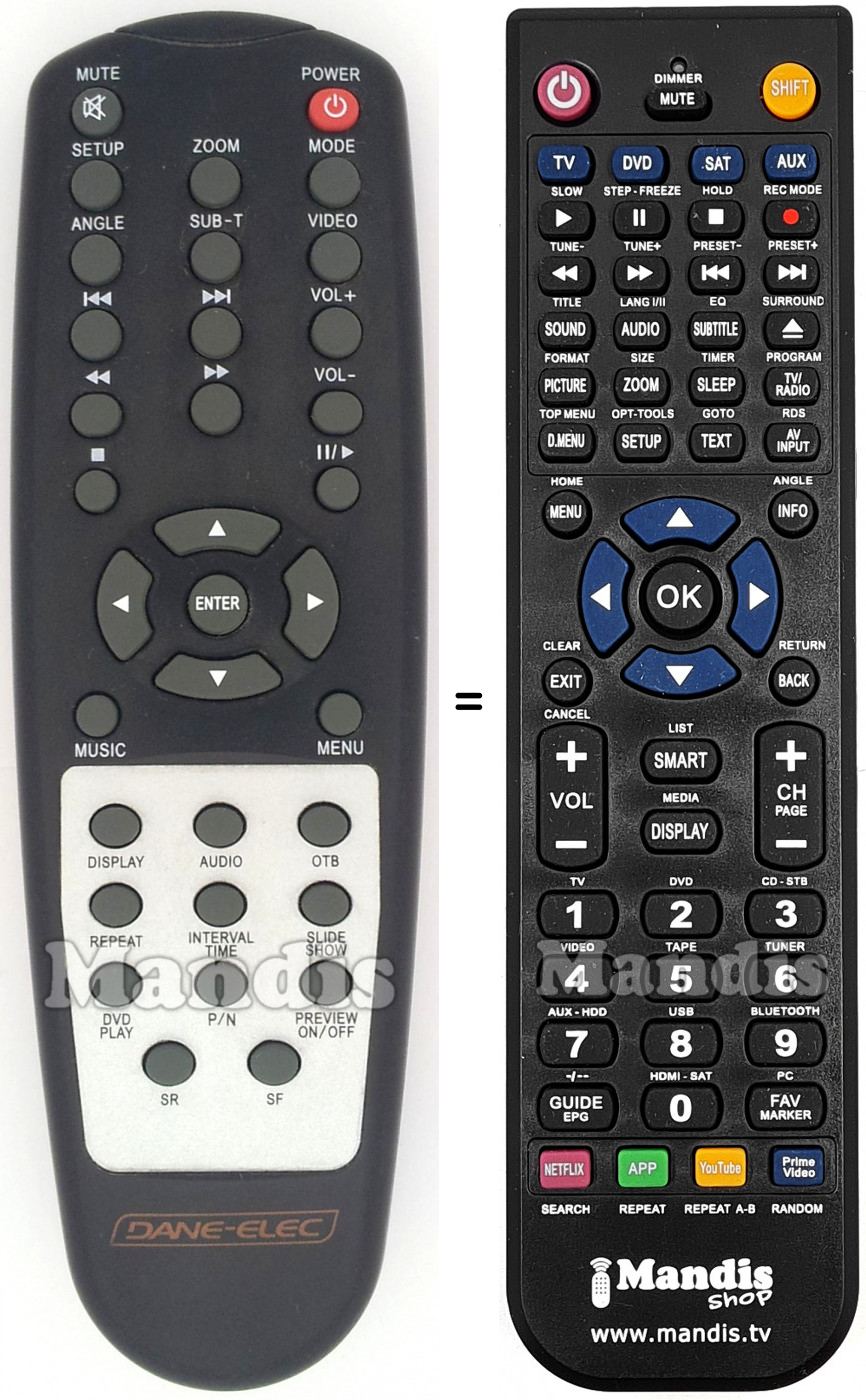 Télécommande équivalente DANE-ELEC SO SPEAKY HDMI
