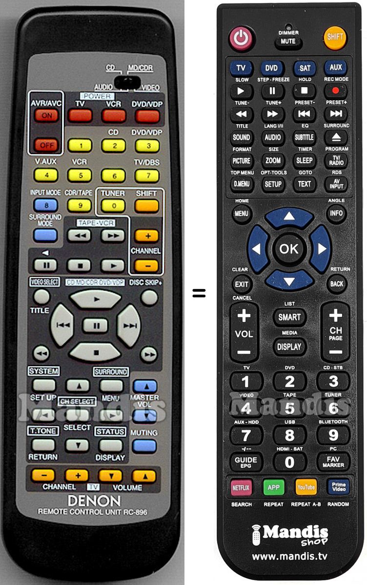 T&eacute;l&eacute;commande &eacute;quivalente Denon RC-896