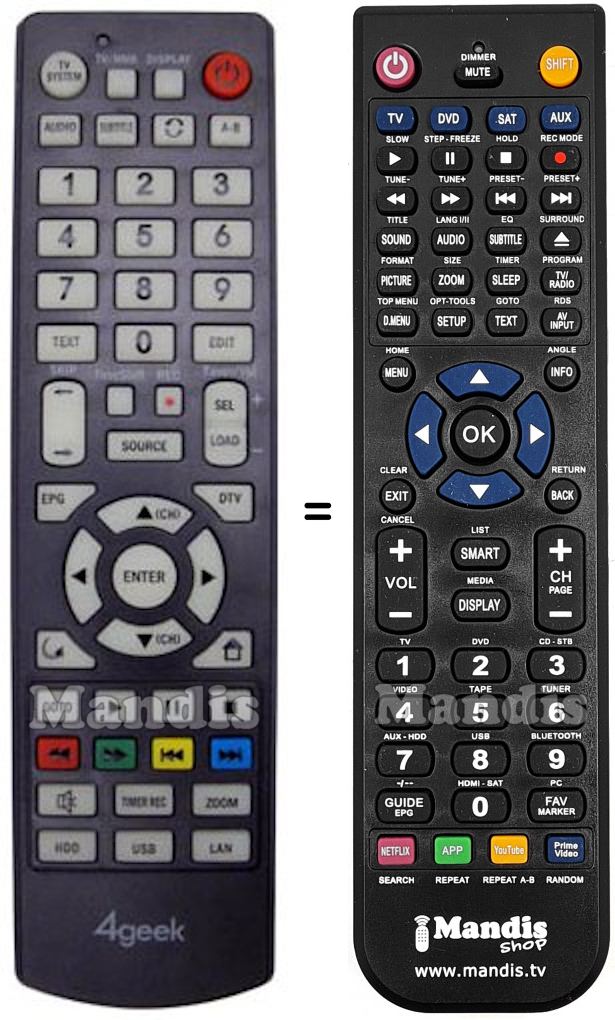 Télécommande équivalente 4GEEK REMCON1167