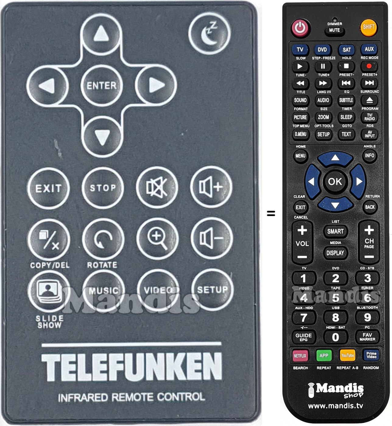 Télécommande équivalente Telefunken DPF10333