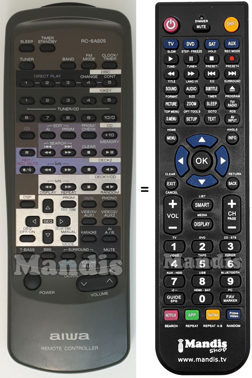 Télécommande équivalente RC-6AS05