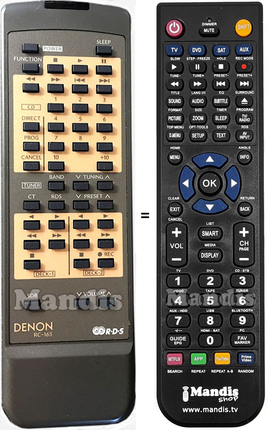Télécommande équivalente Denon RC-165