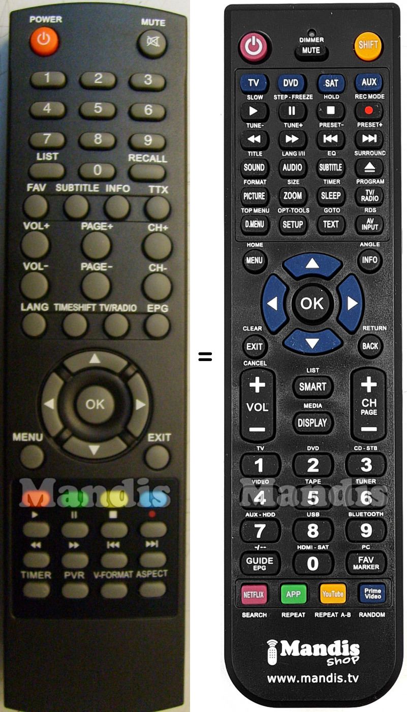 T&eacute;l&eacute;commande &eacute;quivalente Denver DMB112HD