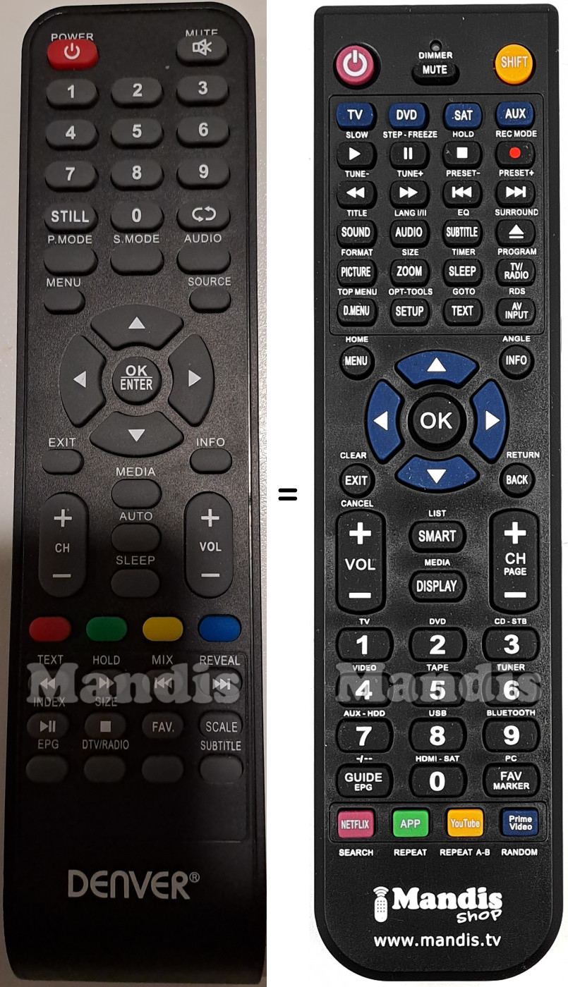Télécommande équivalente Denver LED-3271MK2