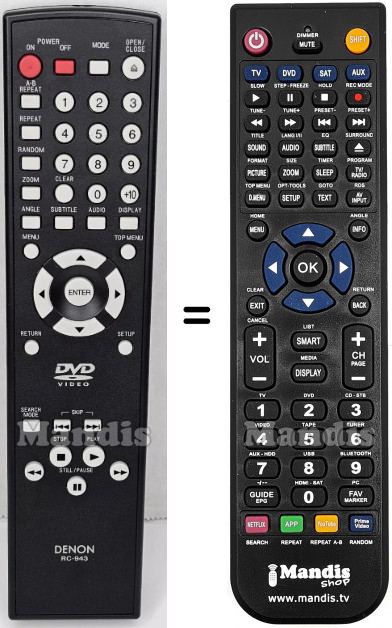 Télécommande équivalente Denon RC-943