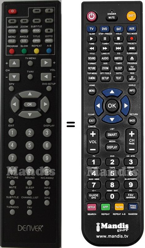 Télécommande équivalente Denver TFD2370DVBT