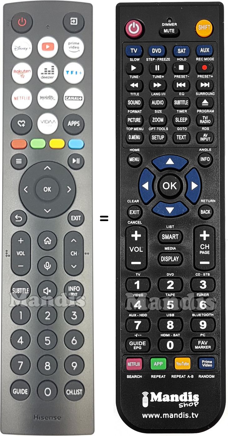 Télécommande équivalente Hisense ERF2AC36H